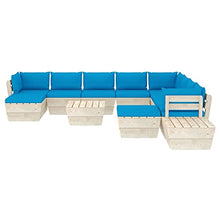 SKM Set Divani da Giardino su Pallet 12 pz con Cuscini Legno Abete (218.2kg) Blu-3700