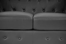 Divano 3 posti classico stile vittoriano Chesterfield ecopelle 90x195x74cm ~ marrone piedi rotondi