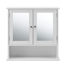 [en.casa] Armadio da Parete per Il Bagno con Specchio - 58x56x13cm - Bianco
