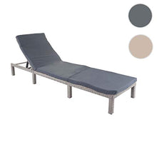 Mendler Lettino da Esterno polyrattan HWC-A51 Regolabile Basic Grigio Cuscino Grigio Scuro