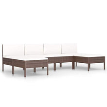 SKM Set Divani da Giardino 6 pz con Cuscini in Polyrattan Marrone (38kg)