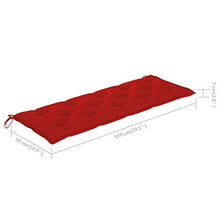 vidaXL Panca da Giardino con Cuscino Rosso 150 cm Legno di Teak