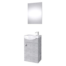 Planetmöbel - Set di mobili da bagno per ospiti, mobiletto in ceramica con specchio (lavabo + specchio, calcestruzzo)