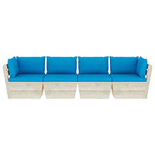 vidaXL Divano da Giardino a 4 Posti su Pallet con Cuscini Legno Abete