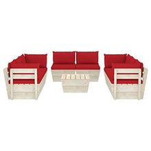 SKM Set Divani da Giardino su Pallet 9 pz con Cuscini Legno Abete (179.1kg) Rosso-3654