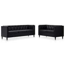 vidaXL 2X Divano Chesterfield Similpelle Nero Moderno Lusso Arredo Casa Sofa