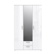 Finlandek - Armadio per camera da letto, 121 cm, colore: Bianco lucido