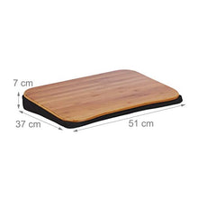 Relaxdays Cuscino Poggia Computer bambù,Rimovibile con Manico,Supporto PC Portatile LxP 51x37 cm (Fino a 22”),Naturale