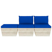SKM Set Divani da Giardino su Pallet 3 pz con Cuscini Legno Abete (52.3kg) Blu-3418