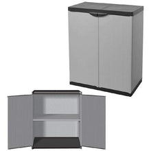Armadio Basso per Uso Interno/Esterno con Ripiani e 2 Ante con Maniglie di Chiusura, 68 x 39,5 x 85 cm