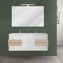 OrionShop Mobile Bagno Sospeso Andromeda da 120cm Bianco con Lavabo Specchio e Lampada LED Inclusi