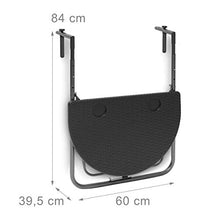 Relaxdays Tavolino per Balcone Pieghevole Modello Bastian in Ottica Rattan, Nero, 63x60x84 cm