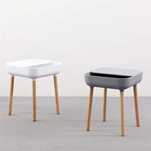 TRAND Lund - Comodino da salotto, colori alla moda, design scandinavo, ripiano e passacavi, in legno/plastica, 40 x 40 cm, colore: grigio/grigio