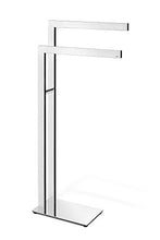 ZACK TOALLERO Doble DE Pie H.80 CM, Acciaio Inox, Argento, 38,5 x 15 x 80 cm