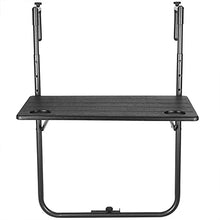 PrimeMatik - Tavolo Rettangolare Regolabile per Balcone 60x36cm Nero