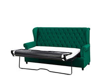Beliani Divano Letto Rivestimento in Velluto Verde Capitonné con Bottoni Malvik