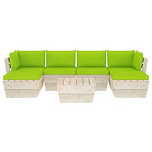 SKM Set Divani da Giardino su Pallet 7 pz con Cuscini Legno Abete (125.7kg) Verde-3587