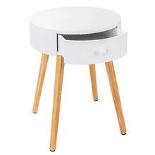 WOLTU TS51ws-2 Set di 2 Comodini con Cassetto Comodino Rotondo Tavolino da Salotto in Legno Bianco