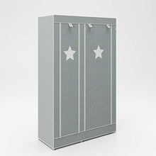 roba Armadio in Tessuto"Little Stars", 6 Scomparti, 175 x 110 x 45 cm, Grigio