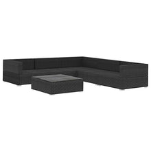 Festnight Set Divani da Giardino in Polyrattan, Set di Mobili da Giardino, Set Divano Esterno con Cuscini Nero 6 pz