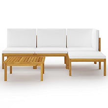 vidaXL Set Divani da Giardino 5 pz con Cuscini Crema Massello Acacia