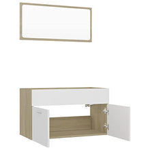 vidaXL Set Mobili da Bagno 2 pz Bianco e Rovere Sonoma in Truciolato
