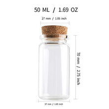 4 bottiglie di vetro con sughero, barattoli per artigianato (47,9 g, 50 ml).