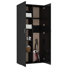 Irfora Armadietto Bianco Lucido Nero in Truciolato 80x35,5x180 cm