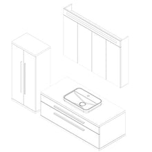 FACKELMANN Set di mobili da bagno Stanford 4 pezzi, con mobiletto sospeso e lavabo da appoggio 110 cm, con specchio a LED