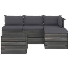 FAMIROSA Set Divani da Giardino su Pallet 5 pz con Cuscini Massello Pino-1791