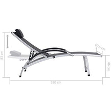 vidaXL Lettino Prendisole Pieghevole Elegante Pieghevole Leggero Regolabile Robusto Sdraio Chaise Longue in Alluminio e Textilene Nero e Argento