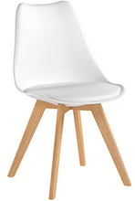 Mc Haus Lena - Sedia Sala da Pranzo con Gambe in Legno di Faggio, Sedile Imbottito, Stile Scandinavo, Bianco, 83 x 49 x 53.5 cm, Set di 4