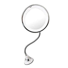 Lizefang - Ventosa da parete da 16,5 cm che aumenta 10 volte lo specchio da trucco con anello di luce LED, supporto girevole a 360 gradi flessibile per bagno