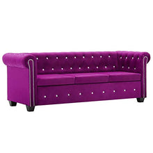 vidaXL Divano Chesterfield a 3 Posti Velluto Viola Sdraio Sofa Arreddo Salotto