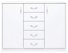 AVANTI TRENDSTORE - Comó in Legno Laminato, con 2 Ante e 5 cassetti. Dimensioni Lap 109x85x35 cm (Bianco Opaco)