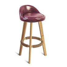 Ljings, comodi cuscini per sedere, sgabello da bar, sgabello da bar per patio, sgabello da cucina moderno con gambe in legno imbottite, altezza 70,1 cm, viola, pelle
