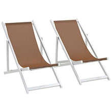 BIGTO - Sedie da spiaggia pieghevoli in alluminio e textilene, mobili da giardino (marrone)
