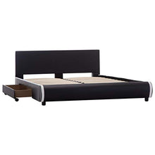 SKM Giroletto con Cassetti Nero in Similpelle 140x200 cm