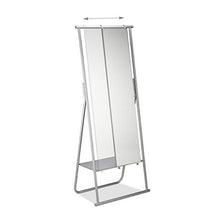 Relaxdays 10022580 Appendiabiti Metallo con Specchio Intero Asta Attaccapanni & Ripiano HLP 156,5x64,5x39 cm, Argento