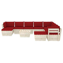 SKM Set Divani da Giardino su Pallet 11 pz con Cuscini Legno Abete (204.7kg) Rosso-3693