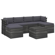 vidaXL Set Divani da Giardino su Pallet 7 pz con Cuscini Massello Pino