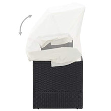 SKM Divano da Giardino con Tettoia in Polyrattan Nero