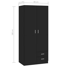 Montloxs Armadio a 2 Ante, ripiano, Appendiabiti e cassetto, mobili per Camera da Letto, 80x52x180 cm, Nero Lucido