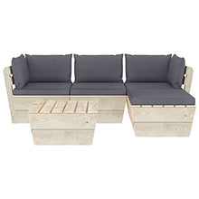 vidaXL Set Divani da Giardino su Pallet 5 pz con Cuscini Legno Abete