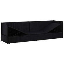 Divani da Giardino Esterno in Polyrattan con Cuscini, Divano 3 Posti, Lettino Prendisole con Cuscini in Polyrattan 200 x 60 x 58 cm, Nero