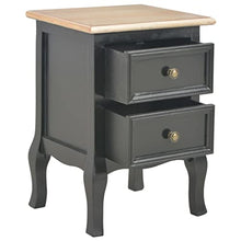 vidaXL 2x Legno Pino/Pioppo Comodini in MDF Nero Tavolino Mobile Arredo Camera