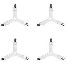 Joseche - Bretelle elasticizzate regolabili per angoli lenzuola, coprimaterassi, letto o divano, 8 pezzi, colore: nero Triangle White [4PCS]