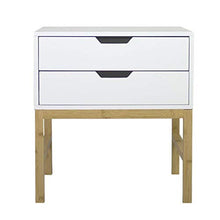 Hogar Deco Cassettiera a 2 cassetti in bambù/MDF, bianco/marrone, 50 cm