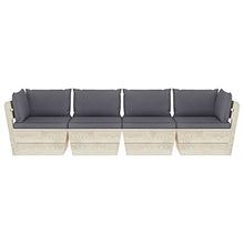 vidaXL Divano da Giardino a 4 Posti su Pallet con Cuscini Legno Abete