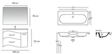 Set Mobile Onda Lavabo Specchio LED Arredo Bagno Moderno Istanbul100 CERAMICHEMIRANDA-Bianco Antico